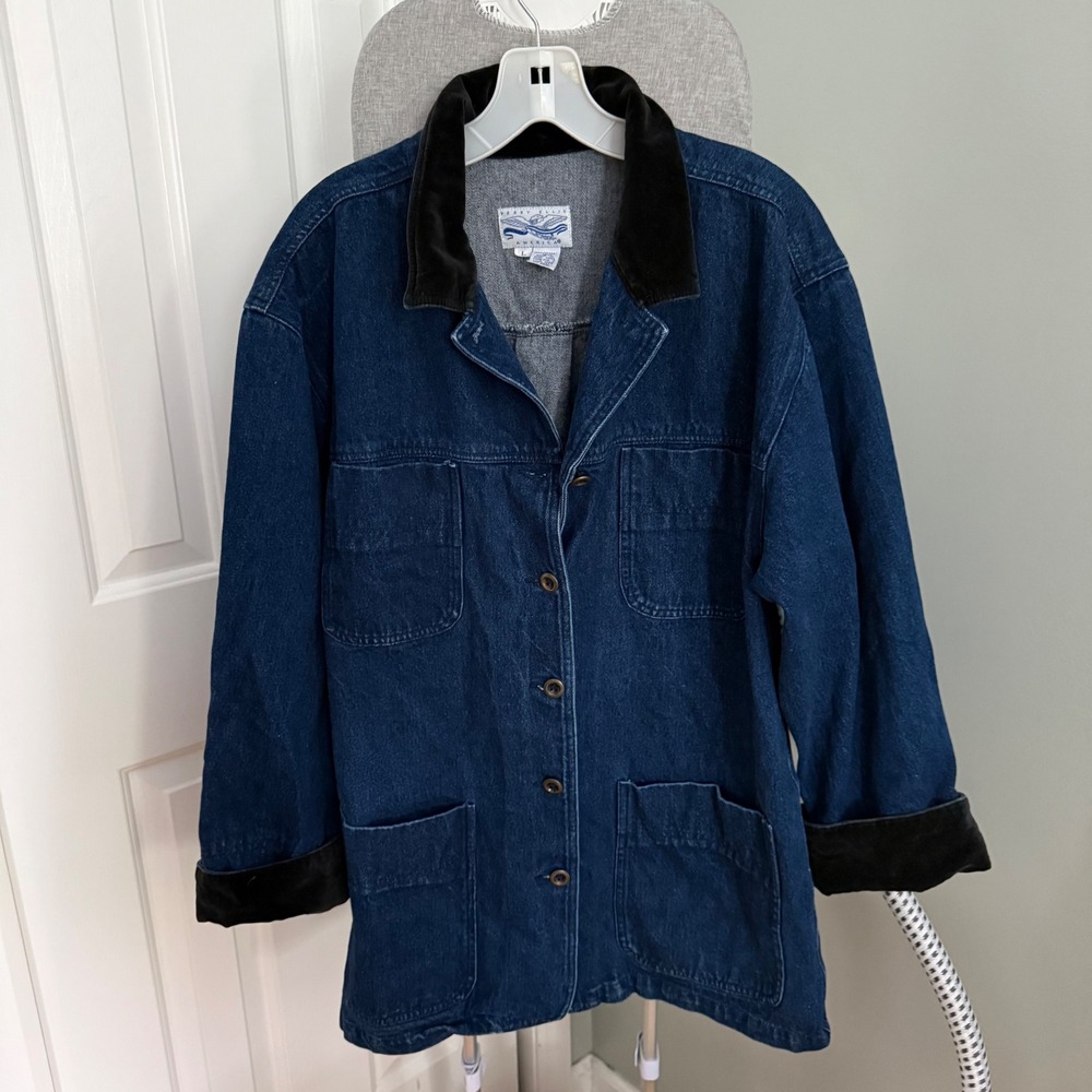 Vintage Perry Ellis America Mens L Denim Chore Jacket 90s Workwear Barn Coat